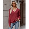 Zeagoo Women’s 2026 Fall V Neck Sweater Long Sleeve Lightweight Knit Tops(Wine Red)