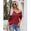 Zeagoo Women’s 2026 Fall V Neck Sweater Long Sleeve Lightweight Knit Tops(Wine Red)