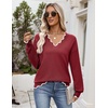 Zeagoo Women’s 2026 Fall V Neck Sweater Long Sleeve Lightweight Knit Tops(Wine Red)