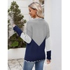Zeagoo Women’s 2026 Fall V Neck Sweater Long Sleeve Lightweight Knit Tops(Y- Grey & Navy)