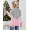 Zeagoo Women’s 2026 Fall V Neck Sweater Long Sleeve Lightweight Knit Tops(Y- Grey & Pink)