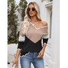 Zeagoo Women’s 2026 Fall V Neck Sweater Long Sleeve Lightweight Knit Tops(Y- Khaki & Black)