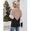 Zeagoo Women’s 2026 Fall V Neck Sweater Long Sleeve Lightweight Knit Tops(Y- Khaki & Black)
