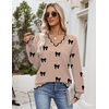 Zeagoo Women’s 2026 Fall V Neck Sweater Long Sleeve Lightweight Knit Tops(Z – Bow Khaki)