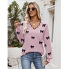 Zeagoo Women’s 2026 Fall V Neck Sweater Long Sleeve Lightweight Knit Tops(Z – Bow Pink)