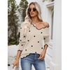 Zeagoo Women’s 2026 Fall V Neck Sweater Long Sleeve Lightweight Knit Tops(Z – Polka Dot)