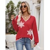 Zeagoo Women’s 2026 Fall V Neck Sweater Long Sleeve Lightweight Knit Tops(Z – Snowflakes)
