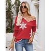 Zeagoo Women’s 2026 Fall V Neck Sweater Long Sleeve Lightweight Knit Tops(Z – Snowflakes)