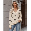 Zeagoo Women’s 2026 Fall V Neck Sweater Long Sleeve Lightweight Knit Tops(Z- Bow Black)