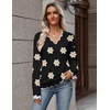 Zeagoo Women’s 2026 Fall V Neck Sweater Long Sleeve Lightweight Knit Tops(Z- Flower Black)