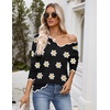 Zeagoo Women’s 2026 Fall V Neck Sweater Long Sleeve Lightweight Knit Tops(Z- Flower Black)