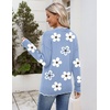 Zeagoo Women’s 2026 Fall V Neck Sweater Long Sleeve Lightweight Knit Tops(Z- Flower Blue)