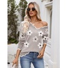 Zeagoo Women’s 2026 Fall V Neck Sweater Long Sleeve Lightweight Knit Tops(Z- Flower White)