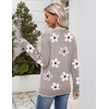 Zeagoo Women’s 2026 Fall V Neck Sweater Long Sleeve Lightweight Knit Tops(Z- Flower White)
