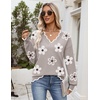 Zeagoo Women’s 2026 Fall V Neck Sweater Long Sleeve Lightweight Knit Tops(Z- Flower White)