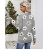 Zeagoo Women’s 2026 Fall V Neck Sweater Long Sleeve Lightweight Knit Tops(Z- Flowers Grey)