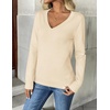 Zeagoo Women’s 2026 Fall V Neck Sweaters Long Sleeve Tops Fashion Clothing(Apricot)
