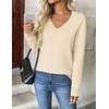 Zeagoo Women’s 2026 Fall V Neck Sweaters Long Sleeve Tops Fashion Clothing(Apricot)