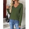 Zeagoo Women’s 2026 Fall V Neck Sweaters Long Sleeve Tops Fashion Clothing(Army Green)