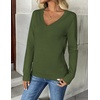 Zeagoo Women’s 2026 Fall V Neck Sweaters Long Sleeve Tops Fashion Clothing(Army Green)