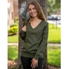 Zeagoo Women’s 2026 Fall V Neck Sweaters Long Sleeve Tops Fashion Clothing(Army Green)