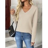 Zeagoo Women’s 2026 Fall V Neck Sweaters Long Sleeve Tops Fashion Clothing(Beige)