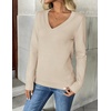 Zeagoo Women’s 2026 Fall V Neck Sweaters Long Sleeve Tops Fashion Clothing(Beige)