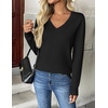 Zeagoo Women’s 2026 Fall V Neck Sweaters Long Sleeve Tops Fashion Clothing(Black)