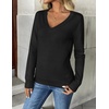 Zeagoo Women’s 2026 Fall V Neck Sweaters Long Sleeve Tops Fashion Clothing(Black)