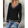 Zeagoo Women’s 2026 Fall V Neck Sweaters Long Sleeve Tops Fashion Clothing(Black Stripe)