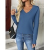Zeagoo Women’s 2026 Fall V Neck Sweaters Long Sleeve Tops Fashion Clothing(Blue)