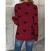 Zeagoo Women’s 2026 Fall V Neck Sweaters Long Sleeve Tops Fashion Clothing(Bowknot Red)