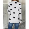 Zeagoo Women’s 2026 Fall V Neck Sweaters Long Sleeve Tops Fashion Clothing(Bowknot White)