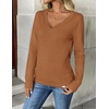 Zeagoo Women’s 2026 Fall V Neck Sweaters Long Sleeve Tops Fashion Clothing(Brown)