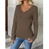 Zeagoo Women’s 2026 Fall V Neck Sweaters Long Sleeve Tops Fashion Clothing(Dark Brown)