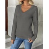 Zeagoo Women’s 2026 Fall V Neck Sweaters Long Sleeve Tops Fashion Clothing(Dark Gray)