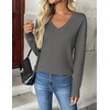 Zeagoo Women’s 2026 Fall V Neck Sweaters Long Sleeve Tops Fashion Clothing(Dark Gray)