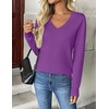 Zeagoo Women’s 2026 Fall V Neck Sweaters Long Sleeve Tops Fashion Clothing(Dark Purple)
