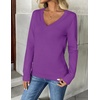 Zeagoo Women’s 2026 Fall V Neck Sweaters Long Sleeve Tops Fashion Clothing(Dark Purple)