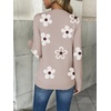 Zeagoo Women’s 2026 Fall V Neck Sweaters Long Sleeve Tops Fashion Clothing(Flower White)