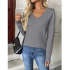 Zeagoo Women’s 2026 Fall V Neck Sweaters Long Sleeve Tops Fashion Clothing(Gray)
