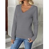 Zeagoo Women’s 2026 Fall V Neck Sweaters Long Sleeve Tops Fashion Clothing(Gray)