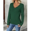 Zeagoo Women’s 2026 Fall V Neck Sweaters Long Sleeve Tops Fashion Clothing(Green)