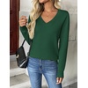 Zeagoo Women’s 2026 Fall V Neck Sweaters Long Sleeve Tops Fashion Clothing(Green)