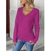Zeagoo Women’s 2026 Fall V Neck Sweaters Long Sleeve Tops Fashion Clothing(Hot Pink)