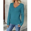 Zeagoo Women’s 2026 Fall V Neck Sweaters Long Sleeve Tops Fashion Clothing(Lake Blue)