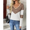 Zeagoo Women’s 2026 Fall V Neck Sweaters Long Sleeve Tops Fashion Clothing(Leopard Khaki)