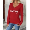 Zeagoo Women’s 2026 Fall V Neck Sweaters Long Sleeve Tops Fashion Clothing(Merry Chrismas)