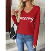 Zeagoo Women’s 2026 Fall V Neck Sweaters Long Sleeve Tops Fashion Clothing(Merry Chrismas)