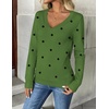 Zeagoo Women’s 2026 Fall V Neck Sweaters Long Sleeve Tops Fashion Clothing(Polka Dot-green)